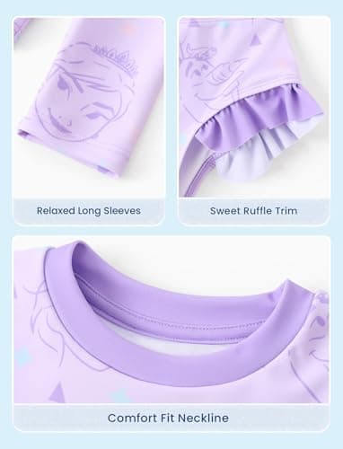 Disney Frozen Elsa Two Piece Tankini Swimsuit Toddler Girl Long Sleeve Summer Rashguard Bathing Suit UPF50+Beach Pool Ruffle Swimwear Holiday Swimming Suit Little Kid Swim Suits Purple Size 3 Years - Image 2