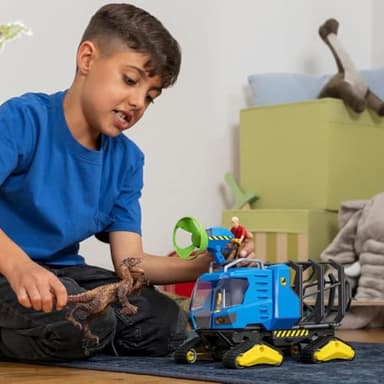 Schleich Dinosaurs Realistic Dakotaraptor and Truck with Scientist Figurine Playset - Jurassic Collection Dinosaur Action Figure and Vehicle with Scientist for Boys and Girls, Gift for Kids Age 4+ - Image 2