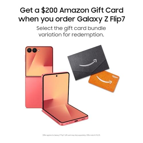 Samsung Galaxy Z Flip7 Cell Phone + Gift Card, 512GB AI Smartphone, Unlocked Android, Long Battery Life, 2025, US 1 Yr Manufacturer Warranty, Coral Red - Image 1