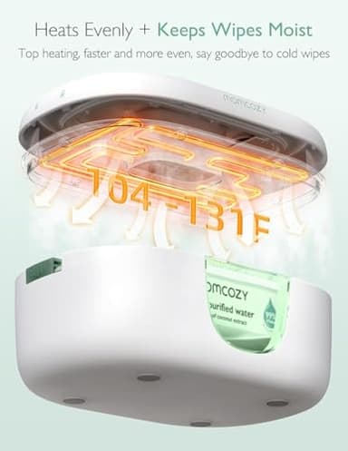 Momcozy Baby Wipe Warmer, Innovative Spring Design, Large Capacity Wipes Dispenser, Fast and Even Heating, 4 Modes of Temperature Heating Control, Diaper Wipe Warmer with Night Light - Image 3