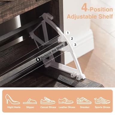 Barnyatoh Shoe Storage Cabinet,Farmhouse Shoe Organizer with 2 Flip Drawers & Barn Door Design,Freestanding Hidden Slim Narrow Shoe Rack Cabinet for Entryway,Foyer,Hallway,Dark Oak - Image 5