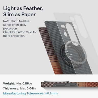 pitaka for S25 Ultra Case 6.9 Inch, Compatible with MagSafe, Slim & Light Samsung Galaxy S25 Ultra Case, 1500D Aramid Fiber Made [Tactile Woven - Sunset] - Image 4
