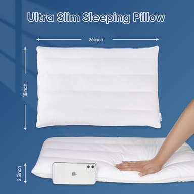 MINUPWELL Ultra Flat Pillows for Sleeping Thin, 7D High Support 2.5 inch Height Ultra Thin Pillows,Slim Bed Pillows for Stomach Sleeper,Standard Size -18x26 in - Image 4