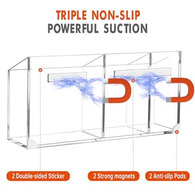 Banafich Magnetic Dry Erase Marker Holder, Acrylic Magnet Pen Holder for Whiteboard, Refrigerator, Magnetic Fridge Organizer for Office, Classroom, Whiteboard Maker Holder, Locker Organizer - Image 2