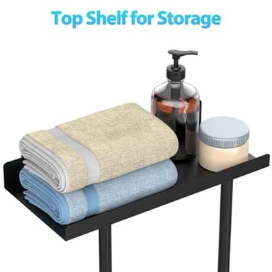 Towel Rack for Bathroom, Wall Mounted Vertical Rolled Towel Storage Organizer Holder with Shelf, Holds Up 6 Large Bath Sheets, Black Large Size - Image 6