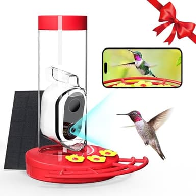 TT Nature Hummingbird Feeder with Camera Solar Powered, AI Identify Cloud Storage Instant Notification, CCPA Data Protection, Outdoor Hanging, Idea Gift for Family Friends (20 Ounces) - Image 1