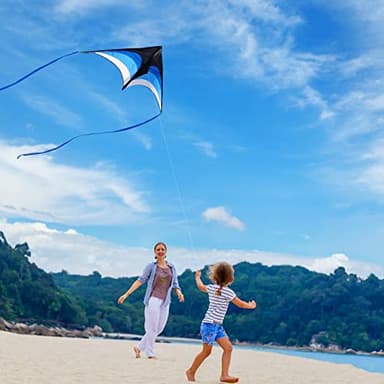 Mint's Colorful Life Delta Kite for Kids & Adults, Easy to Fly Kites with 2 Ribbons and 300ft Kite String, Best Kites for Beginner(Blue) - Image 5