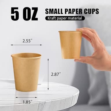 Clawsoff 300 Pack 5 oz Paper Cups, Disposable Kraft Bathroom Cups 5 Ounce, Espresso Coffee Hot/Cold Beverage Cups for Home, Kitchen, Party - Image 2