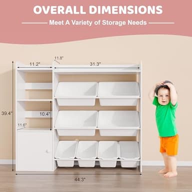 Xilingol Kids Toy Storage Organizer, 4-Tier Toy Organizers W/8 Removable Storage Bins, Kid Bookshelf and Toy Storage for Study Room, Bedroom, Kids Room, Classroom, Nursery - Image 3