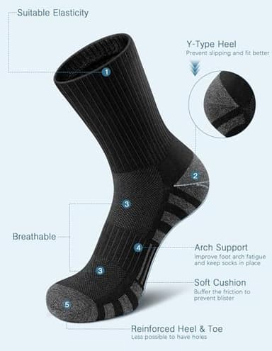 Airacker Athletic Socks Sport Running Calf Socks Performance Cushioned Breathable Crew Socks for Men Women(6 Pairs - Image 5