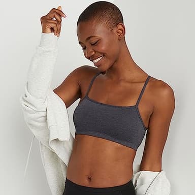 Hanes Womens Cropped Bralette, Breathable Pullover Bra, Crop Top, Solid Or Assorted, 3-pack Bra, Sky Grey Heather/Concrete Heather/White, Large US - Image 5