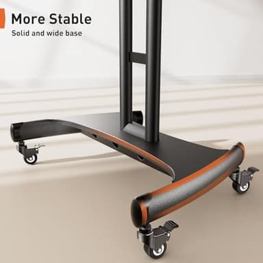 Perlegear Mobile TV Cart for 32-82 Inch Flat/Curved LED/LCD/OLED TVs Rolling TV Stand with Height Adjustable Shelf Max VESA 600x400mm up to 100lbs- Outdoor TV Stand Trolley with Wheels PGTVMC05-1 - Image 6