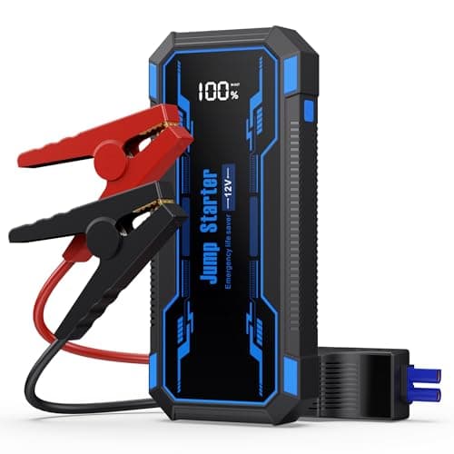 Car Jump Starter 6000A Car Battery Jump Starter Portable,12V Battery Jumper Starter Portable(10.0L Gas/8.0L Diesel),LCD Display Jump Box Jump Starter Battery Pack with Jumper Cable & Flashlight-Blue - Image 1