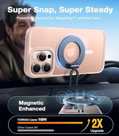 TORRAS Magnetic Shockproof for iPhone 16 Pro Max Case, [4X Military-Grade Protection] [Compatible with MagSafe] Translucent Case for iPhone 16 Pro Max Anti-Scratch Guardian 6.9", Gold - Image 3