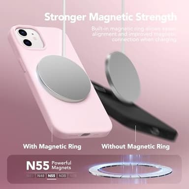 GONEZ Magnetic for iPhone 12 Case / 12 Pro Case, Compatible with MagSafe, [Screen Protector + Camera Lens Protector], Silicone Shockproof Anti-Scratch Protective Phone Case 6.1 inch, Chalk Pink - Image 3