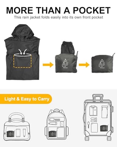 Outdoor Ventures Men's Rain Jacket Waterproof Lightweight Packable Rain Pullover for Hiking Golf Running - Image 3
