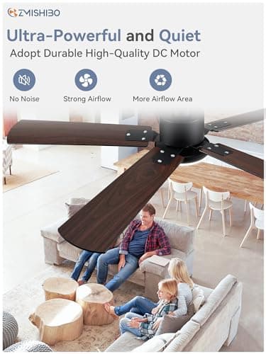 ZMISHIBO 2 Pack 52" Ceiling Fans with Lights, Black Modern Ceiling Fan with Remote, Farmhouse Indoor Ceiling Fan with Dual Finish Blades, Quiet & Strong Motor, Bright LED Light. - Image 4