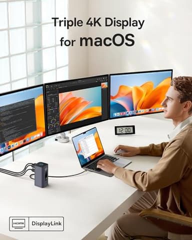 Baseus SpaceMate(MAC) Docking Station, USB C Docking Station 3 Monitors with 4K HDMI, 10Gbps USB Ports, 100W PD, Gigabit Ethernet, Audio, Laptop Docking Station for Mac & Win - Image 2