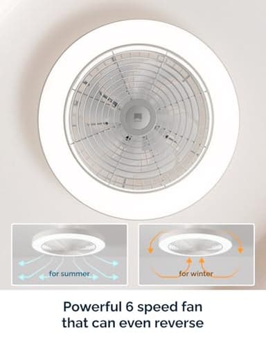 Orison Smart Bladeless Low Profile Ceiling Fan with LED-RGB Ambient Lighting Compatible with Alexa/Google Assistant/App Control, 6-Speed Color Change, Quiet Operation with Remote &App,19.7" (White) - Image 6
