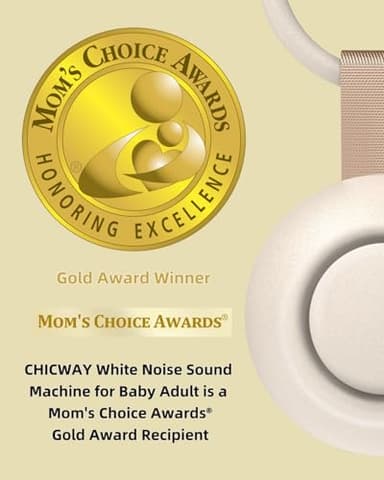 CHICWAY 2025 Mom's Choice Awards, Portable Sound Machine for Baby Adult, AI Cry Detection, 18 Soothing Sound, Bluetooth Rechargeable White Noise Machine for Home Office Travel, Nursery Light, Gray - Image 2