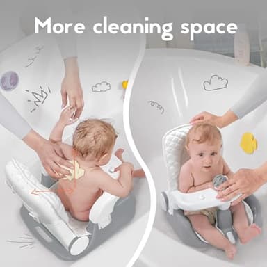 BabyBond Baby Bath Seat with Sitting & Lying 2 Modes, 3-Speed Adjustment, Powerful Suction Cups, Infant Bathtub Chair with Soft and Comfortable Towel, Folding and Hanging - Image 4