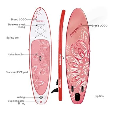 FBSPORT 11' Premium Stand Up Paddle Board, Yoga Board with Durable SUP Accessories & Carry Bag | Wide Stance, Surf Control, Non-Slip Deck, Leash, Paddle and Pump for Youth & Adult - Image 5