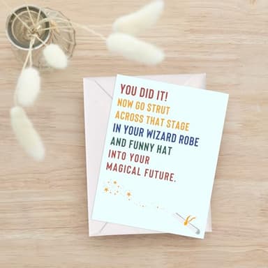 Graduation Card Funny for Him / Her, Congratulations Grad Card for Students Son Daughter, College High School University Greeting Cards (You Did It! Now Go Strut Across That Stage In Your Wizard Robe - Image 5