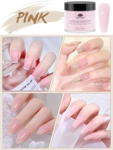 EBANKU Nude Pink Acrylic Powder, 2 * 60g/2.1oz Acrylic Powder Large Capacity Professional Acrylic Nail Powder for Nail Acrylic Extension, Nail Carving, Long-Lasting, No Nail Lamp Needed - Image 3