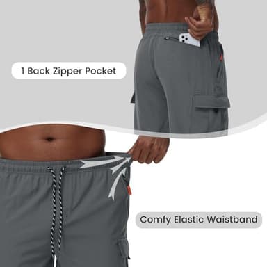 Men's Cargo Shorts Quick Dry Lightweight Stretch Hiking Shorts for Men with 5 Pockets No Lining Grey - Image 5