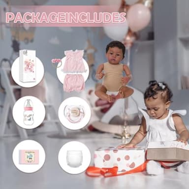 KSBD Reborn Baby Doll Black Girl – 18-Inch Realistic Lifelike African American Newborn Handmade Doll with Real Life Soft Weighted Body and Accessories – Gift for Kids Ages 3 and Up - Image 7