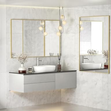 Koonmi Gold Mirrors for Wall, 30x48 Inch Bathroom Mirror, Rectangular Wall Mirror for Living Room Bedroom Bathroom, Hangs Horizontally or Vertically - Image 3