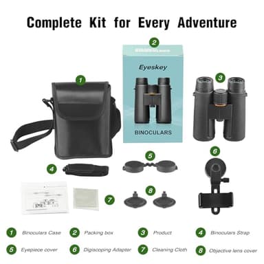 8x42 HD Wide-View Binoculars for Adults with Low Light Night Vision – Ultra-Bright Waterproof Binoculars with Smartphone Adapter for Hunting, Bird Watching, Stargazing & Outdoor Travel - Image 9