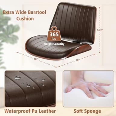 YaFiti Bar Stools Set of 4, Bar Stools for Kitchen Island with Bentwood Back and Leather Seat, Swivel Barstools for Kitchen Counter, Bar, Brown - Image 6