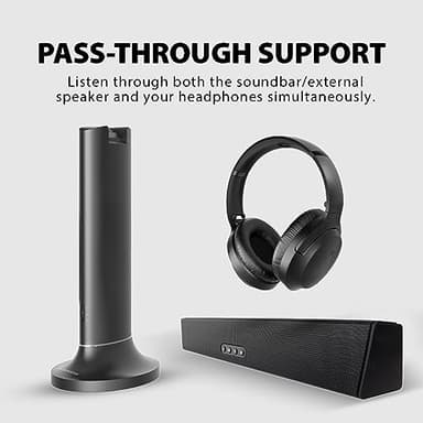 Avantree Opera - Wireless Headphones for TV Watching with Clear Dialogue, Compatible with TVs Equipped with Optical or AUX Audio Output Ports, Passthrough, Enhanced Volume & Comfortable for Seniors - Image 5