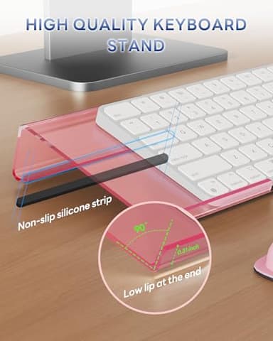 Laborio Computer Keyboard Wrist Rest Stand for Desktop, Keyboard Holder for Easy Typing with Wrist Pad for Office Desk, Home, School (Pink) - Image 4