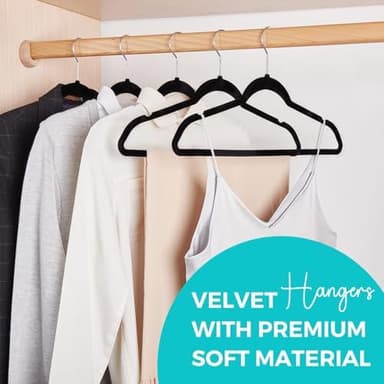 HOUSE DAY Premium Velvet Hangers 50 Pack Black, Non-Slip Flocked Felt Hangers, Sturdy Clothes Hangers with 360° Rotatable Hook, Heavy Duty Coat Hanger, Durable Slim Hanger for Closet Space Saving - Image 4