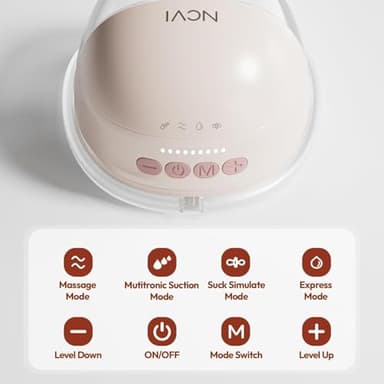 NCVI Hands Free Wearable Breast Pump, Lightweight Breastfeeding Pump, Portable Electric Pump with 4 Modes & 9 Levels, Strong Suction Rechargeable Milk Pump, 21/24mm Flanges, 2 Pack - Image 6