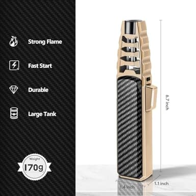 Zmiao Portable Brightfire, Windproof Straight Torch Blue Flame Lighter, Multi-purpose, Refillable Butane, Gold - Image 8