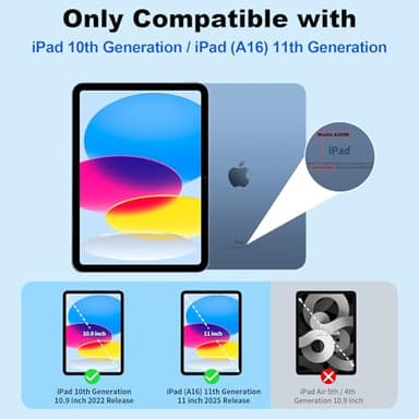 SUPFINE for iPad (A16) 11th Generation Case 11 inch 2025 & iPad 10th Generation Case 10.9 inch 2022, Slim Stand Hard PC Translucent Back Shell Cover (Support Touch ID, Auto Wake/Sleep), Black - Image 2