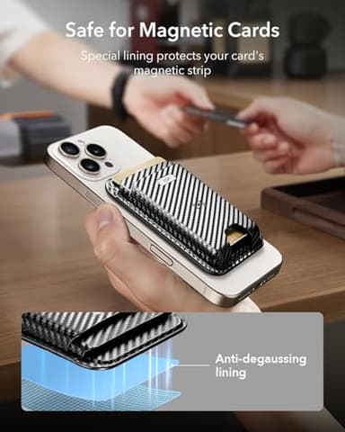 ESR for MagSafe Wallet with Find My Functionality, 5 Cards Holder, RFID-Blocking, Strong Magnetic Wallet for iPhone, for iPhone 17/16/15/14/13/12 Series, Not for 13/12 Mini, Black Carbon Fiber - Image 7