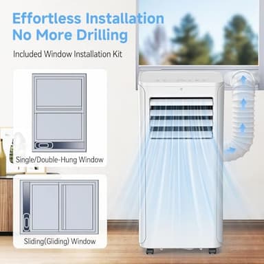 12000 BTU Portable Air Conditioners - 3-in-1 Cooling Unit with Dehumidifier, Fan & AC Modes - Ac Units Cools Up to 550 Sq.Ft - 24-Hour Timer, Remote Control & Window Kit Included - White - Image 7