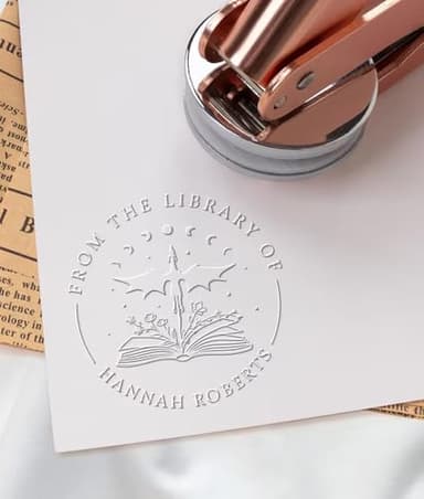 Personalized Book Embosser Stamp with Your Name & Design, Custom Hand Carved Library Embosser Set, Elegant Invitation Seal of Self-Inking from Library Stamp Kit, Book Lovers, Teachers, Birthday Gifts - Image 5