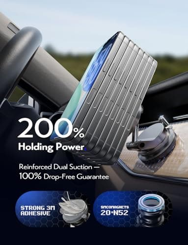 LISEN 15W Magsafe Car Mount Charger，[Lever Lock] Suction Cup Phone Holder, [More Portable＆Flexible] 360° Vacuum Magnetic Car Phone Holder Charger Wireless for iPhone 17 Pro Max Air 16 15 14 13 12 - Image 7