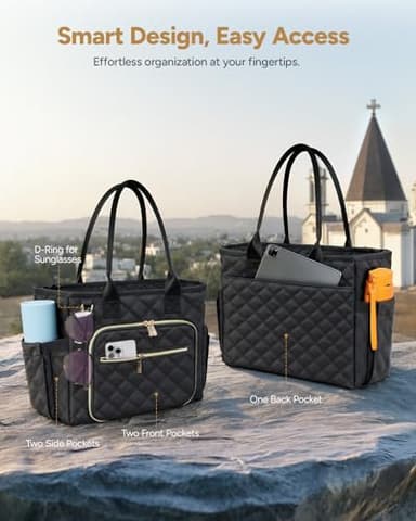 BellaHold Large Bible Bag with Bible Cover Case for Women, Church Bag with Shoulder Strap, Quilted Bible Cover for Bible Study Supplies, a Christian Gift for Women, Black - Image 6