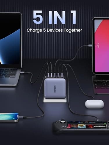 UGREEN Nexode 100W GaN USB C Laptop Charger, 5-Port Fast Charging Power Adapter Compatible with MacBook Pro/Air, iPhone 17/16/15 Series, Galaxy S25/S24, Pixel 10/9, iPad Air, Steam Deck - Image 3