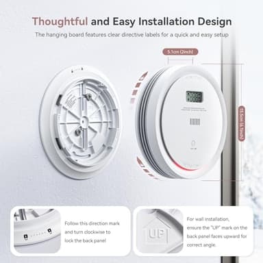 Wi-Fi Smoke Detector Carbon Monoxide Detector Combo with App Notifications, Smart Smoke and Carbon Monoxide Detector with LCD Display & Replaceable Battery, Compatible with Tuya Smart - Image 8