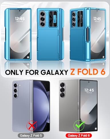 Vizvera for Samsung Galaxy Z Fold 6 Case RFID Wallet with Cards Holder [S Pen Holder] [Camera Cover] Shockproof Silicone Protective Phone Case for Z Fold 6 2024-Lake Blue - Image 2