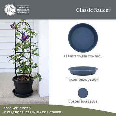 The HC Companies Flower Pot Saucers - Plastic Plant Saucer for Outdoors & Indoors - Traditional Design Plant Pot Trays for Water Drainage - Durable Round Plant Tray (10" Slate Blue, Pack of 4) - Image 2