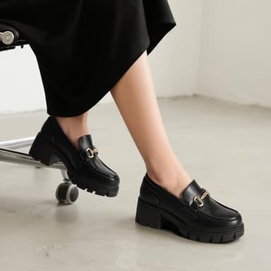 DREAM PAIRS Loafers for Women Platform Chunky Loafers Slip On Casual Shoes,Size 7,Black,SDLS2321W - Image 3