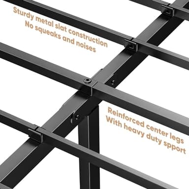 DUMOS Bed Frame - Queen Size Metal Platform Bed Frames Mattress Foundation with Steel Slat Support, No Box Spring Needed, Storage Space Under Base, Easy Assembly, Black - Image 8